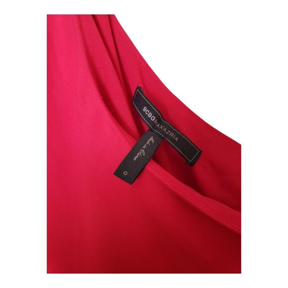BCBGMAXAZRIA Womens Dress Size 0 Rio Red Cocktail Knee Length One Shoulder - Picture 6 of 16